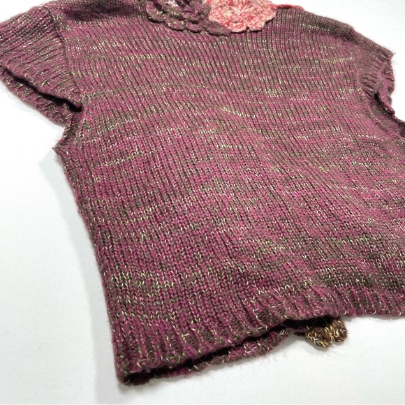 Gorgeous Floral Crochet Knit Cardigan Sweater Vest Boho Feminine Large - Picture 7 of 13